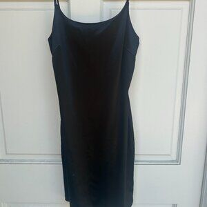 spaghetti strapped black silk dress